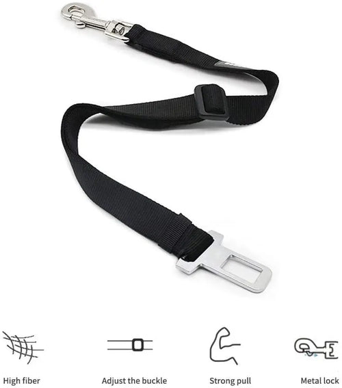 Adjustable Pet Seat Belt for Dogs & Cats 17.7–28.3 in (45–72 cm) Nylon Car Safety Restraint with Quick-Release Clip