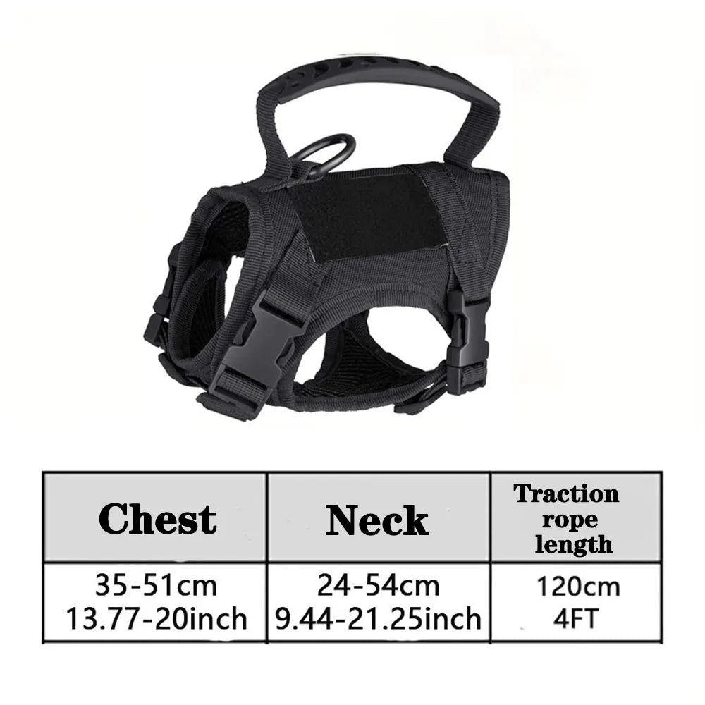 Tactical Cat Dog Harness Leash For Working Adjustable Pet Vest Harness Soft Mesh Training Puppy Straps with Handle For Large Cat black