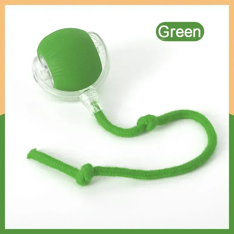 Rechargeable Automatic Rolling Pet Ball — Interactive Plush Tail Toy for Cats & Small Dogs Green Tail ball
