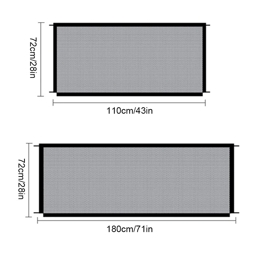 Pet Dog Barrier Fences Pet Isolated Network Folding Breathable Nylon Mesh Pet Isolated Network Stairs Gate Safety Fence 2 Sizes Black 72x110cm