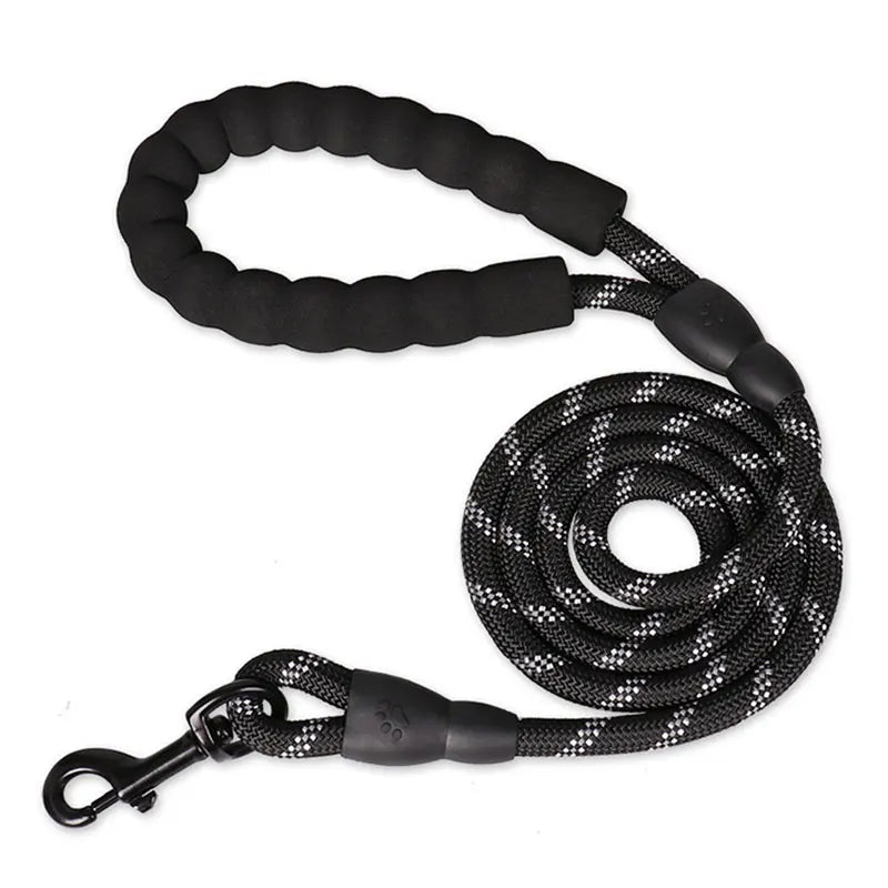 Reflective Heavy-Duty Nylon Dog Leash - 150/200/300cm (59/79/118 in | 5/6.6/9.8 ft) - Quick-Release for Small to Large Dogs black