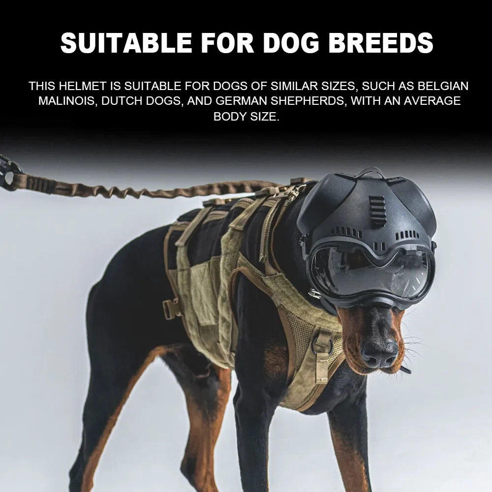 Tactical K9 Dog Helmet With Mounting Rail Goggles Outdoor Hunting Combat Training Large Patrol Dogs Sheepdog Pet Protection Gear