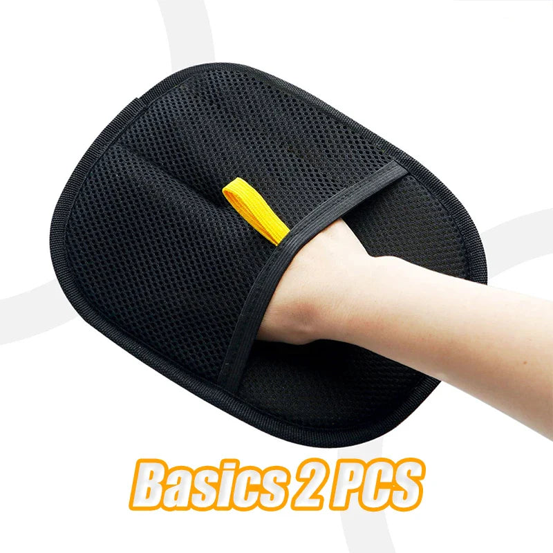 Electrostatic Pet Grooming Glove for Dogs & Cats – Reusable Washable Bidirectional Shedding & Massage Glove, 24×16 cm / 24×26 cm (9.45×6.30 in / 9.45×10.24 in) Basics 2PCS