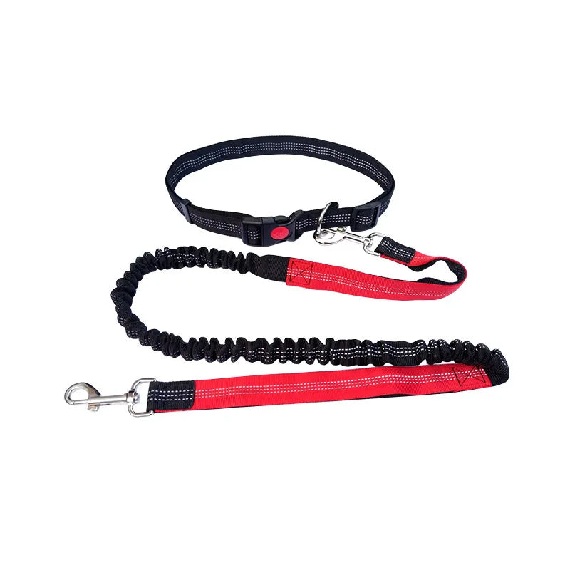 Hands-Free Dog Leash – Adjustable Waist Belt & Chest Strap, Reflective Running Jogging Leash 27.5–47 in (70–120 cm) Waist, 50–70 in (125–180 cm) Leash Grey M