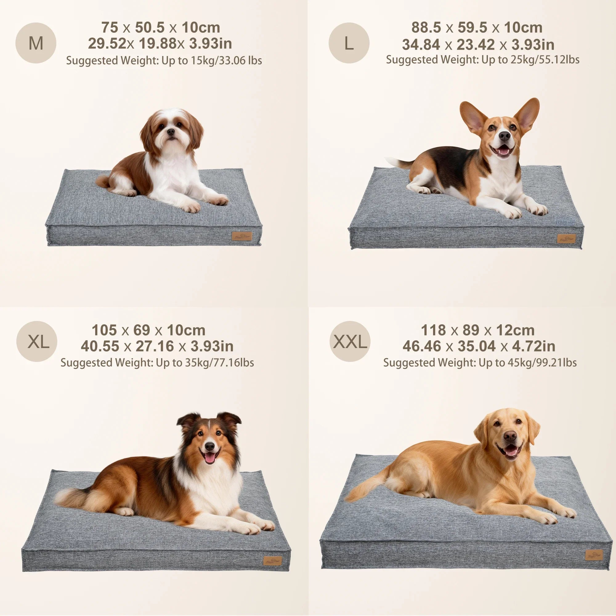 Large Dog Bed Washable Rectangular Dog Pet Pillow Bed with Linen Cover Foam Base Waterproof Lining Calming Sleep Pet Bed Mattress Grey United States