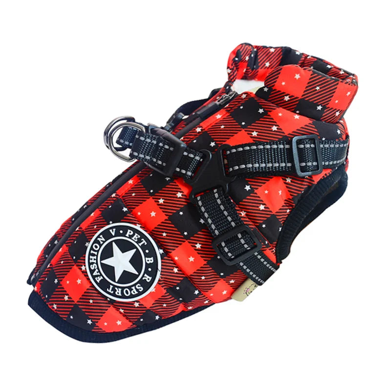 Waterproof Winter Dog Jacket with Built-In Harness, Fleece-Lined & Reflective – Warm Coat for Small to Large Breeds Grid
