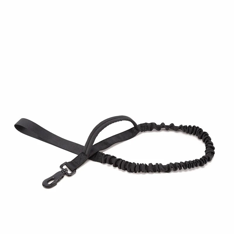 Tactical Military Dog Collar Leash Adjustable Nylon Leash for Medium Large Dogs Heavy Duty Dog Leash with Shock Absorption Black