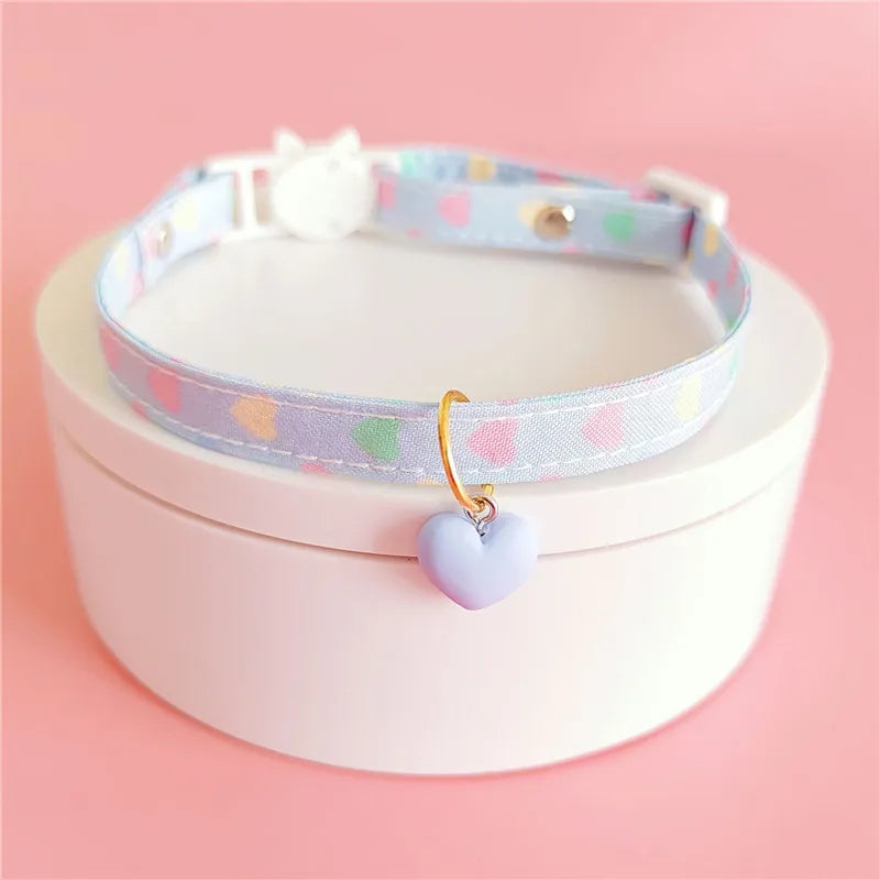 Pastel Heart Pet Collars Blue