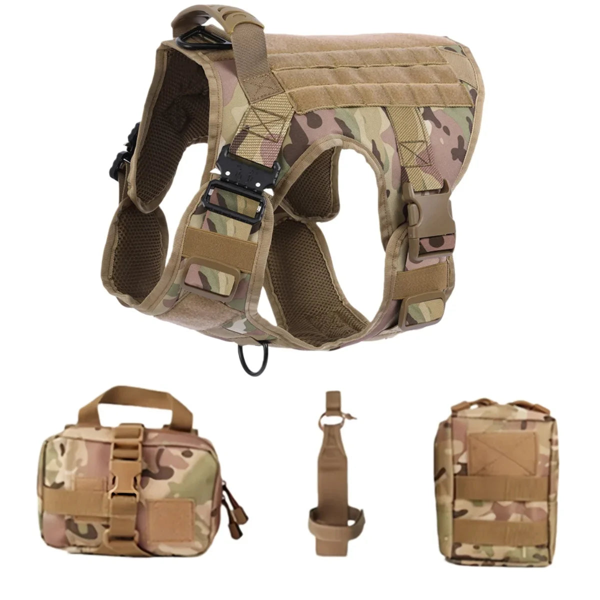 Tactical Military Vest Pet German Shepherd Golden Retriever Tactical Training Dog Harness and Leash Set For All Breeds Dogs CP 4 piece set China Mainland