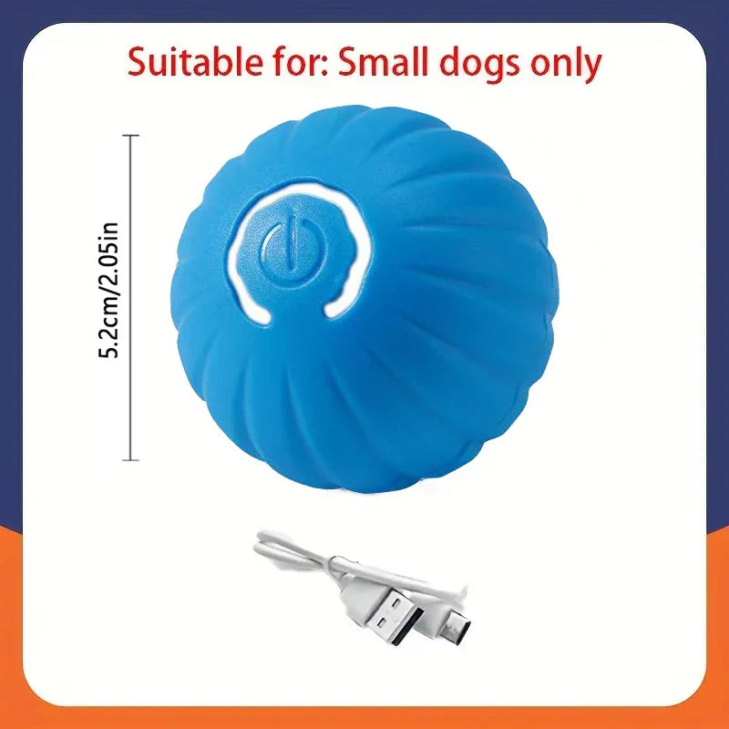 Automatic Interactive Dog Toy Ball USB Rechargeable Rolling Bouncing Chew Toy for Puppies to Large Dogs — Sizes 5.2 cm / 6.7 cm (2.05 in / 2.64 in) Blue NG China Mainland
