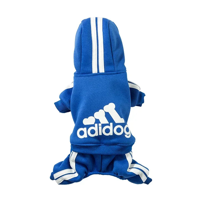 Adidog Clothes Dog Jumpsuit Warm Puppy Pet Clothes For Dog Hoodies Sweatshirt Yorkie French Bulldog Clothing For Dog Coat Jacket Blue