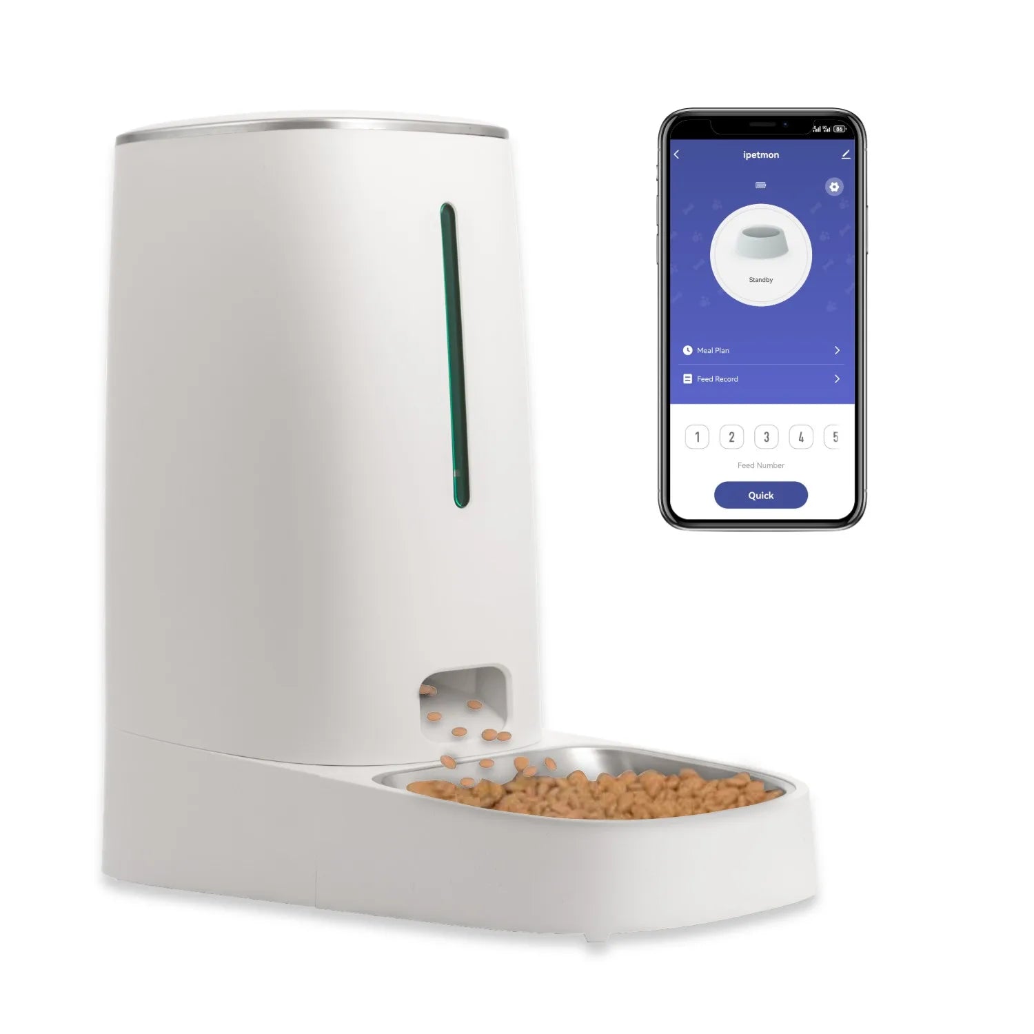 4L Automatic Pet Feeder for1/2Cats,WiFi Smart Feed Automatic Pet Feeder for Cats& Dogs,Timed Pet Food Dispenser with APP Control Single Bowl