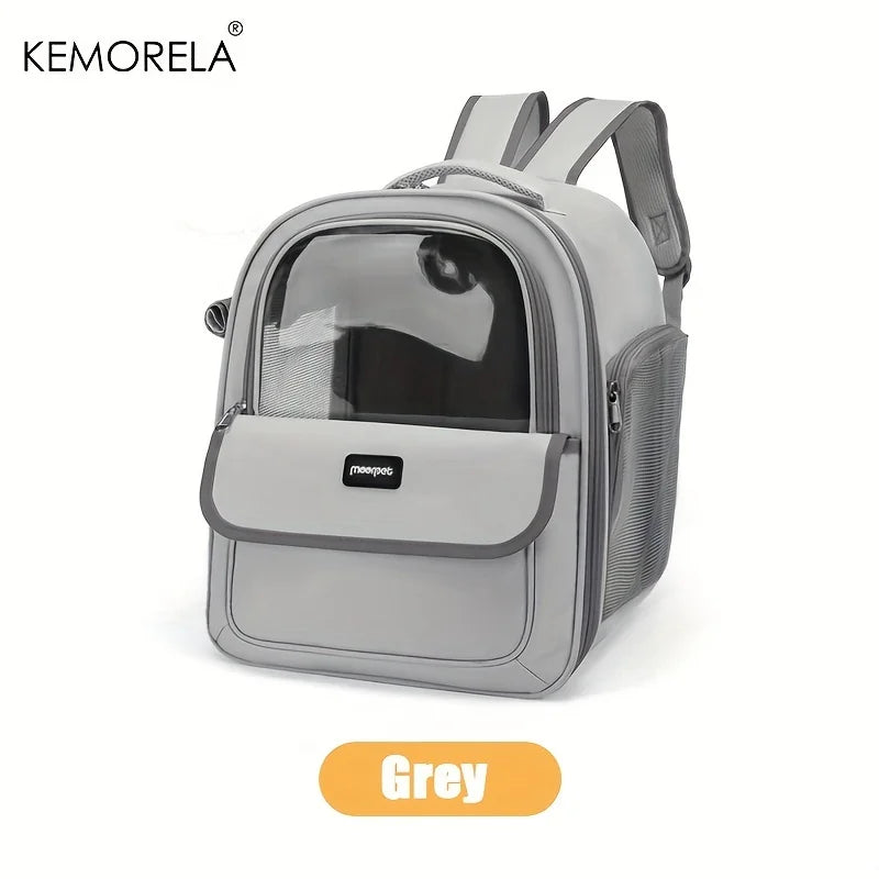KEMORELA Pet Backpack for Cats And Dogs Large Outdoor Transparent Capsule Breathable Carrying Bag Pet Supplies Grey
