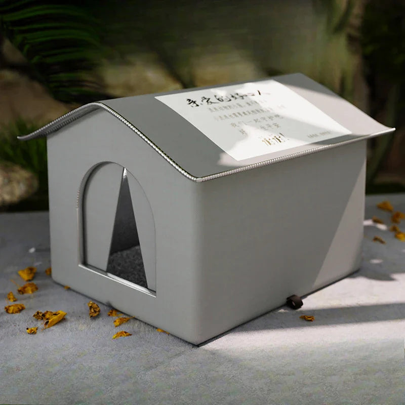 Waterproof Outdoor Pet House – Winter Warm Cat & Small Dog Cave Bed | Foldable, Washable, Cozy Shelter Basic Grey