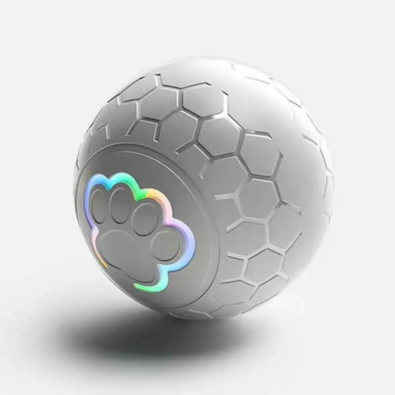 Interactive USB Rechargeable Dog & Cat Toy Ball, Automatic Bouncing Rolling LED Light, IP65 Waterproof Gray Ball