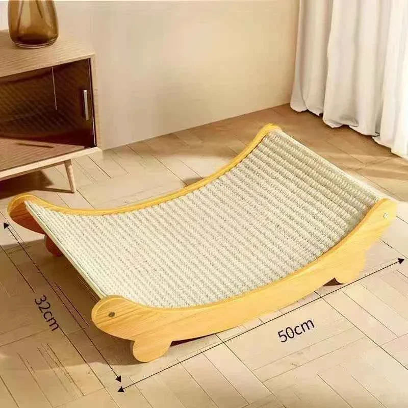Wooden Cat Scratching Pad Bed – Detachable Wear-Resistant Scratch Board & Cat Lounge L - 32x50cm (12.6"x19.7")