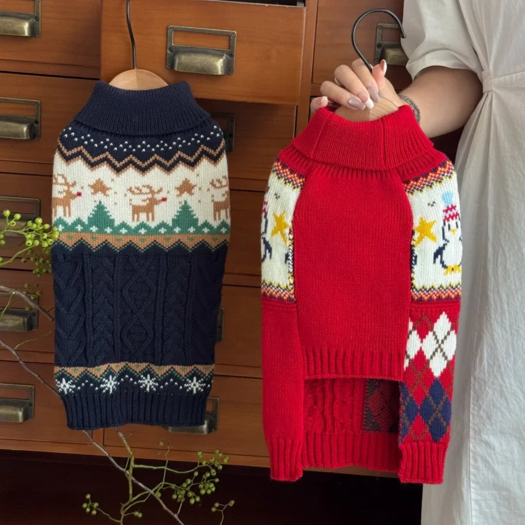 New Christmas Sweater for Small Medium Dog Warm Sweater Clothes for Dog Cat Party Wear