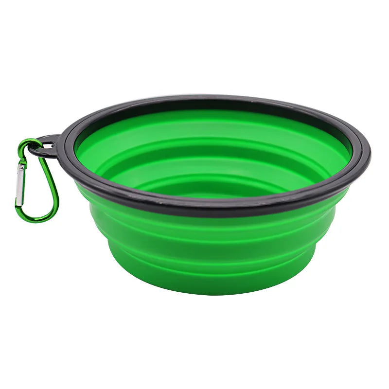 Portable Foldable Dog Bowl | Soft Silicone Travel Bowl for Food and Water Green