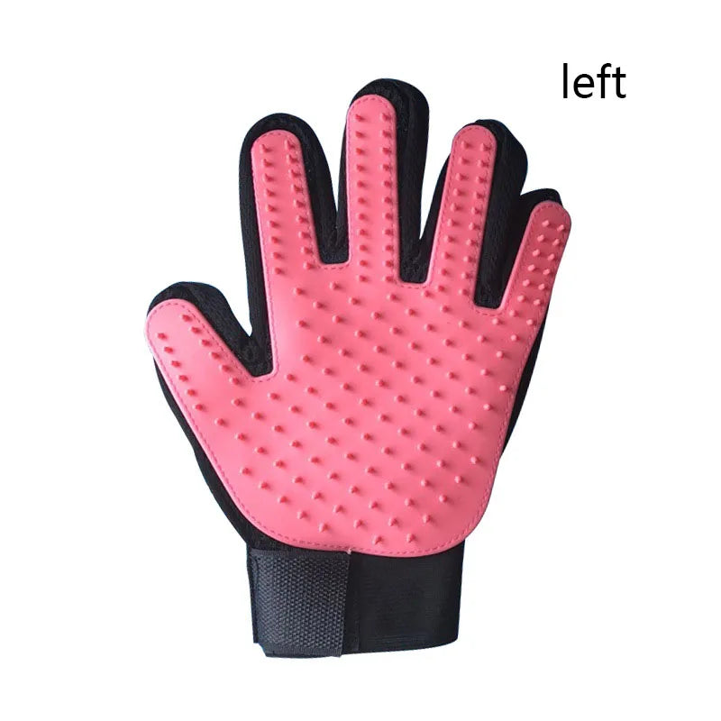 Silicone Pet Grooming Glove – Single Right-Hand Deshedding Brush & Massage Mitt for Dogs & Cats, 16×24 cm (6.3×9.4 in) pink left