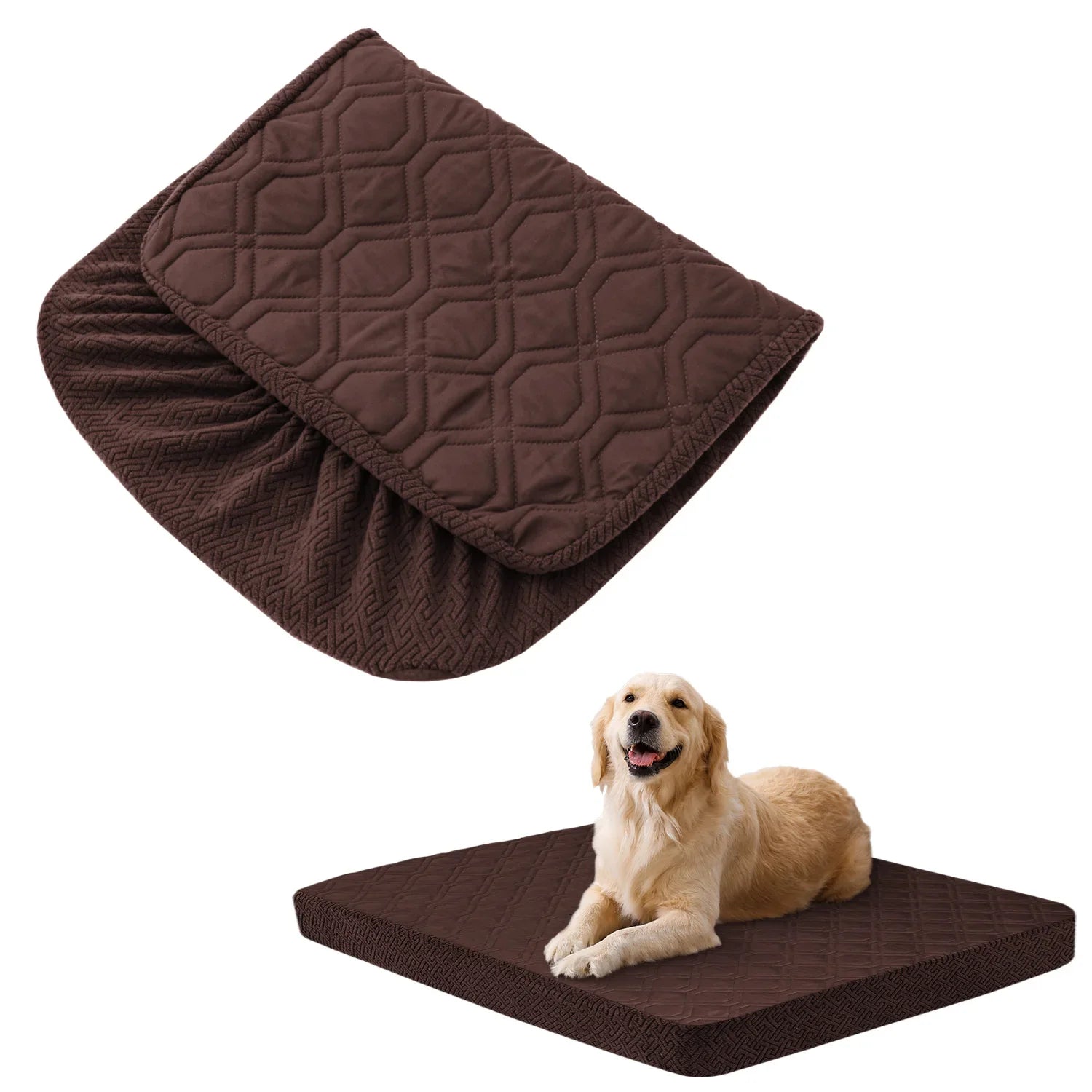 Dog Bed Covers Replacement Washable - Waterproof Dog Bed Covers Quilted, Water Absorbable Pet Puppy Bed Cover for Dog Cat Coffee Brown