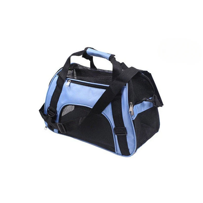Portable Soft-Sided Pet Carrier Bag – Breathable Mesh Travel Carrier for Cats, Dogs & Puppies (S/M/L) Blue