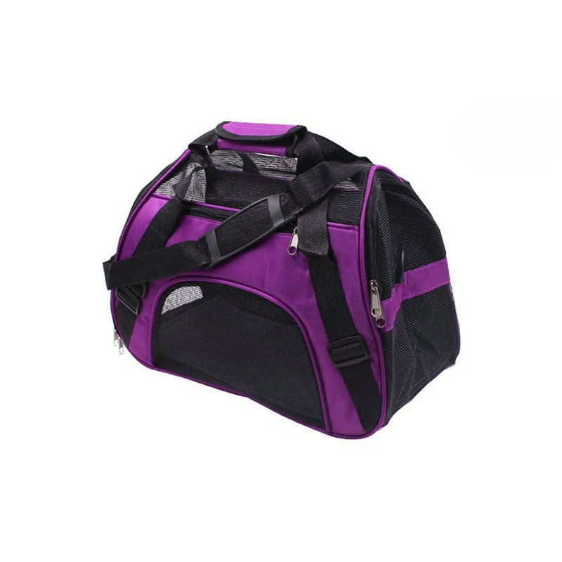 Portable Soft-Sided Pet Carrier Bag – Breathable Mesh Travel Carrier for Cats, Dogs & Puppies (S/M/L) Purple