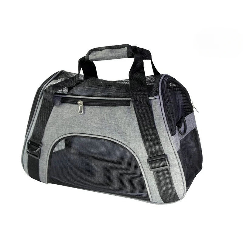 Portable Soft-Sided Pet Carrier Bag – Breathable Mesh Travel Carrier for Cats, Dogs & Puppies (S/M/L) Gray