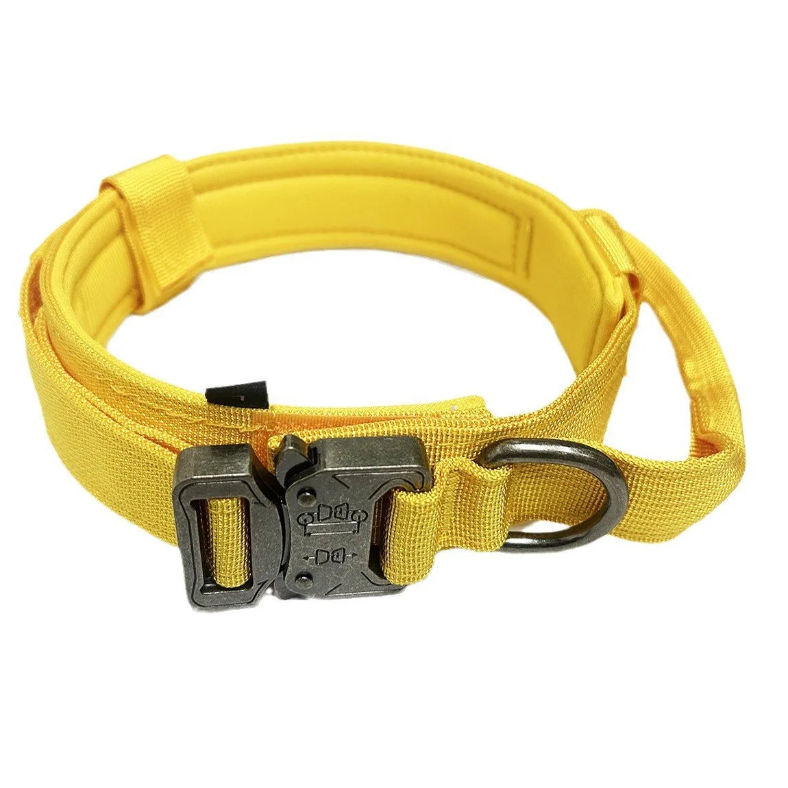 Tactical Dog Collar Adjustable Nylon Dog Supplies With Heavy Duty Metal Buckle Durable Training Collar For Medium And Large Dogs Yellow 34-42cm