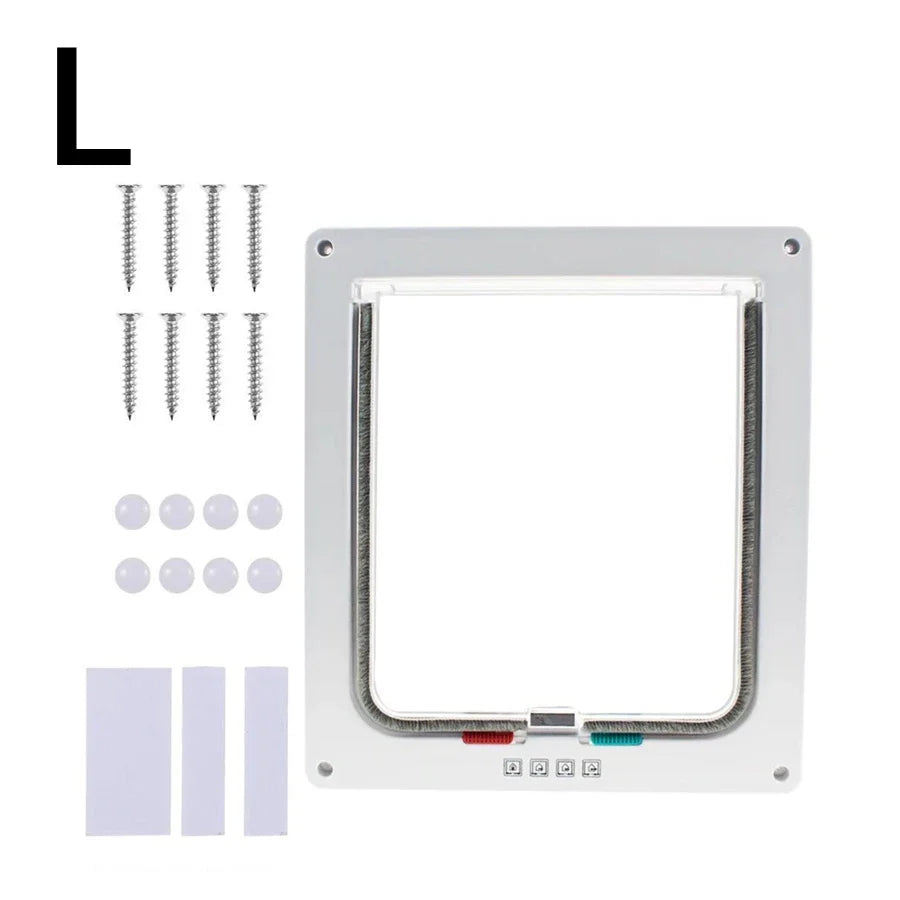 1-Pack Pet Door for Glass & Acrylic Panels — Two-Way Cat & Small Dog Flap 1pc white L