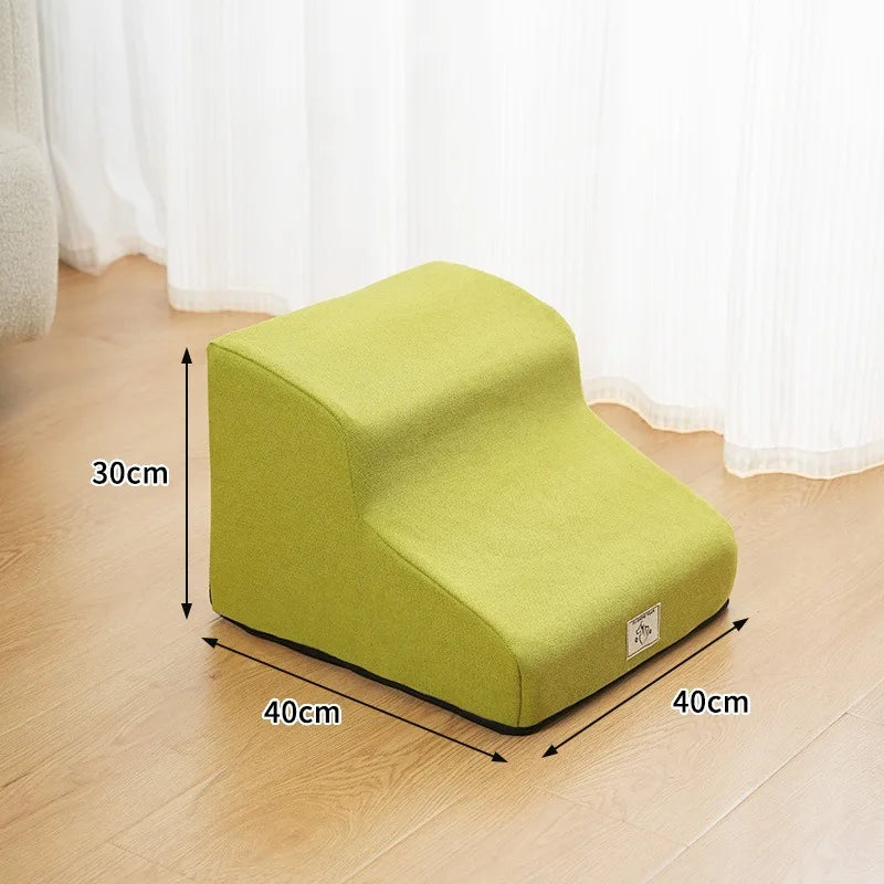 2- or 3-Step Pet Stairs for Dogs & Cats — Removable Washable Non-Slip Ramp for Sofa & Bed, PU Velvet Foam Pet Steps for Small & Senior Pets YELLOW-S
