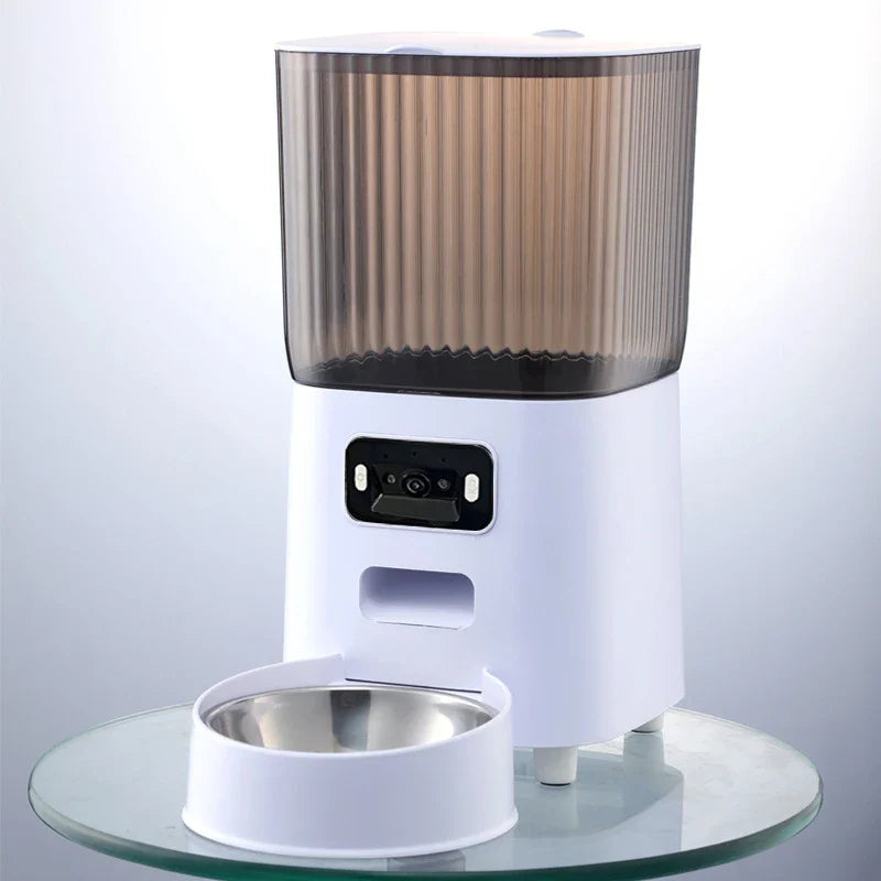 5L Double Bowls Smart Automatic Cat Feeder With Camera Cat Dry Food Video Dispenser Pet Smart Voice Recorder Auto Feeder For Dog Single bowl video