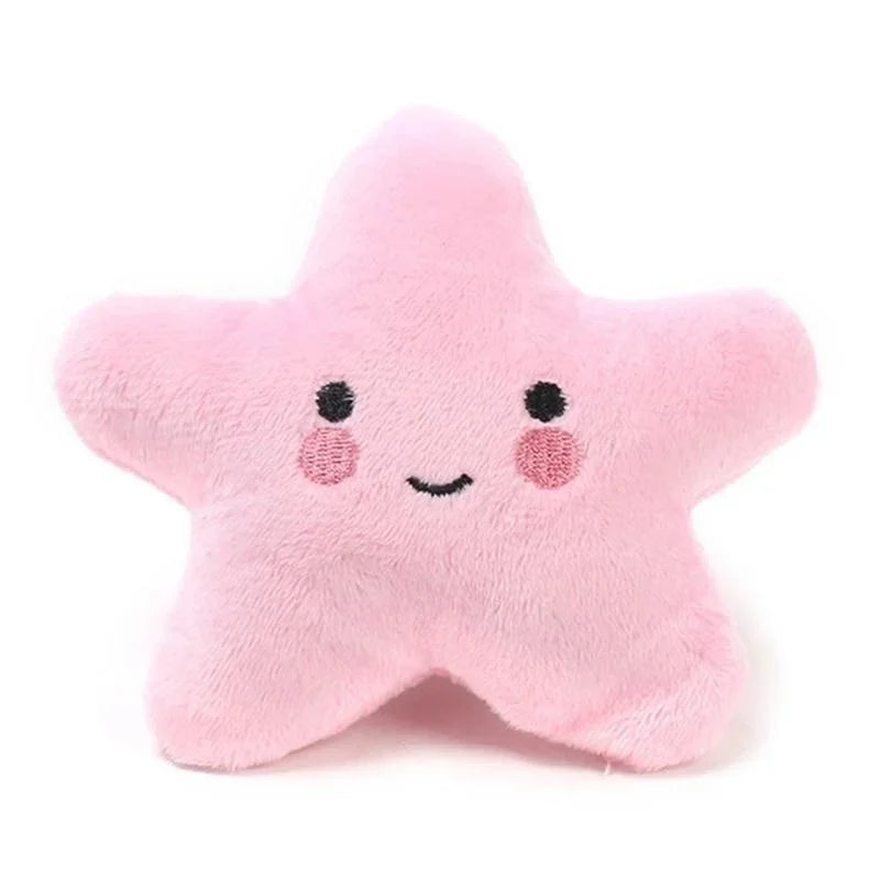 Squeaky Plush Pentagram Pet Toy for Dogs & Cats, Soft Fleece Squeaker, 3.9-5.1 in (10-13 cm) Pink