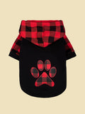 Pet Clothes for Dog Cat Puppy Hoodies Coat Plaid Paw Sweatshirt Dog Warm Outfits for Small Medium Dog for Daily Wear Black