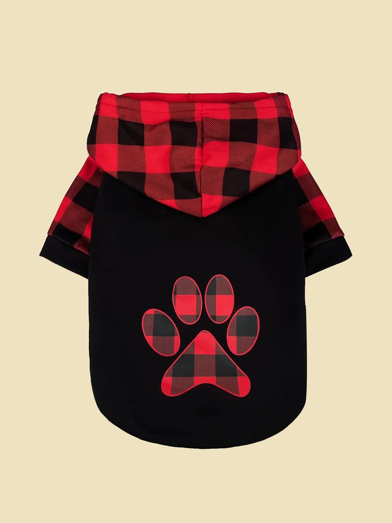 Pet Clothes for Dog Cat Puppy Hoodies Coat Plaid Paw Sweatshirt Dog Warm Outfits for Small Medium Dog for Daily Wear Black