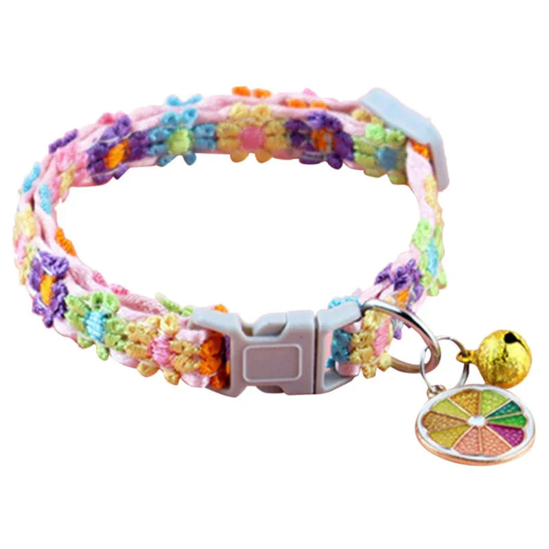 Colorful Pet Collar with Bell – Adjustable for Cats & Small Dogs A