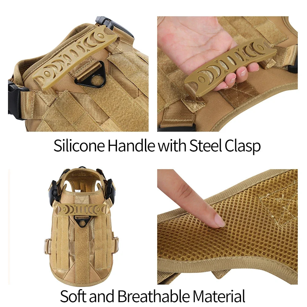 Dog Tactical Harness Vest Pet Dog Harness for Medium Large Dogs Reflective Dog Harness No Pull with Durable Soft Handle