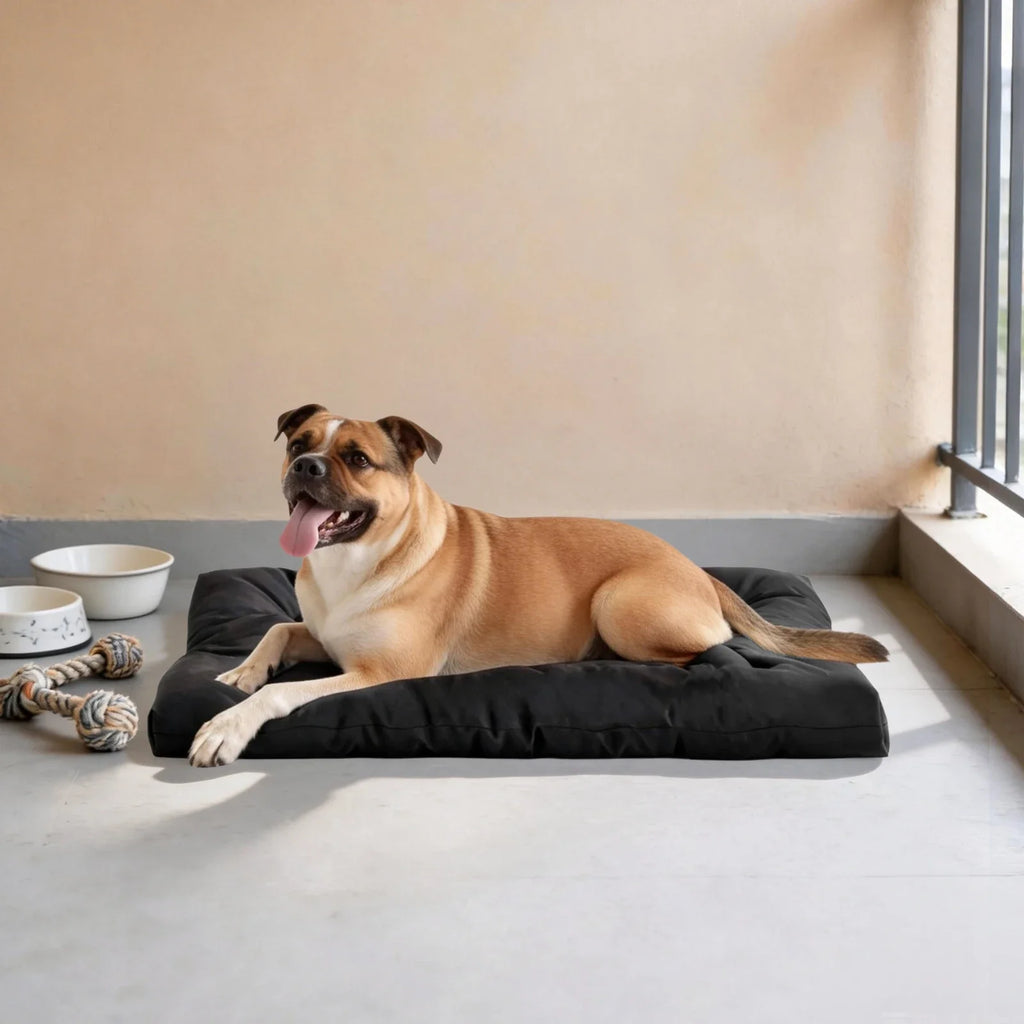 NEWEST Chew Proof Dog Bed, Indestructible for Large Size Durable Dog Crate Pad, Waterproof & Washable Tough Kennel Pet Mats, Suitable for Aggressive Chewers (Black, L-35*22in) United States