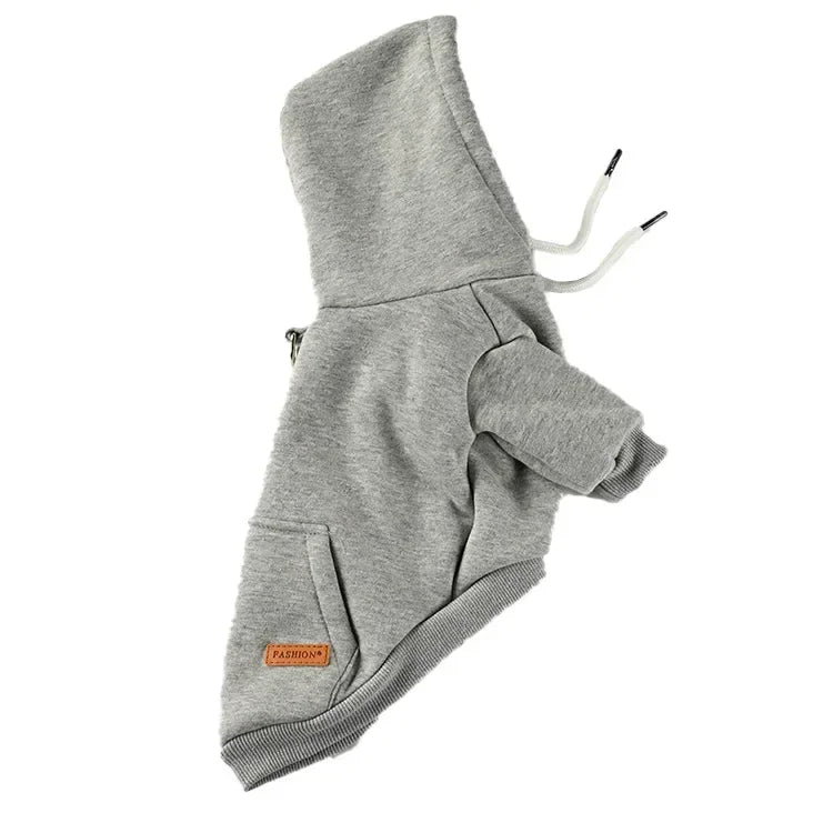 Dog Clothes Pet Dog Hoodie Small And Medium Dog Vest Outdoor Sweatshirt Bulldog Husky Warm Fleece Pet Clothing Puppy Cat Costume Grey