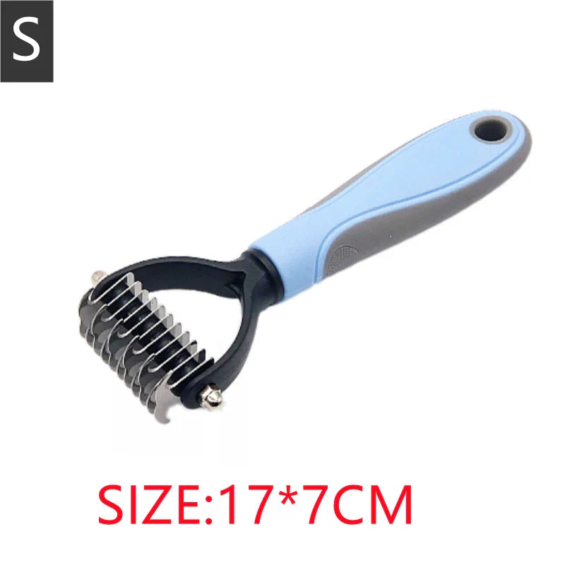 Professional Pet Hair Removal Comb | Shedding Tool for Dogs and Cats Blue-S