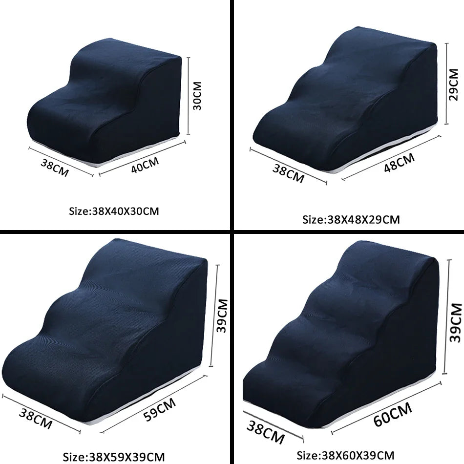 2/3/4-Step Pet Ramp & Ladder for Dogs and Cats – Non-Slip Removable Sofa Bed Stairs dark blue