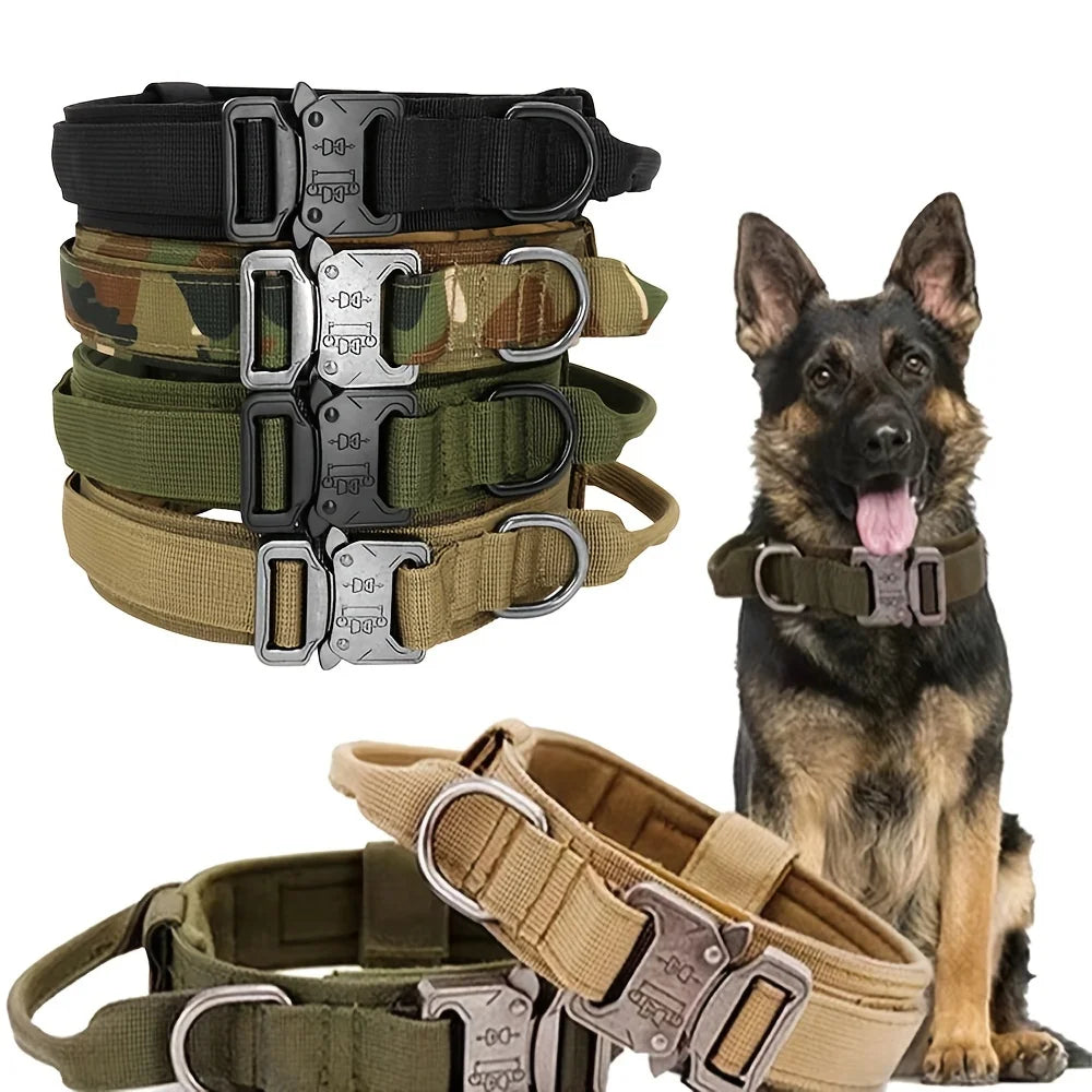 Tactical Dog Collar Military Nylon Heavy Duty K9 Collar Quick Release Buckle Adjustable Training Collar For Large Dogs