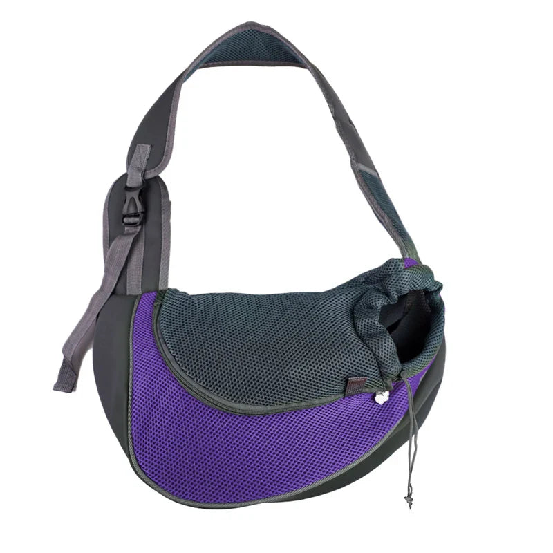 Pet Sling Carrier Shoulder Bag — Mesh Crossbody Travel Carrier for Small Dogs & Cats (S: up to 6.6 lb / 3 kg, L: up to 13.2 lb / 6 kg) purple