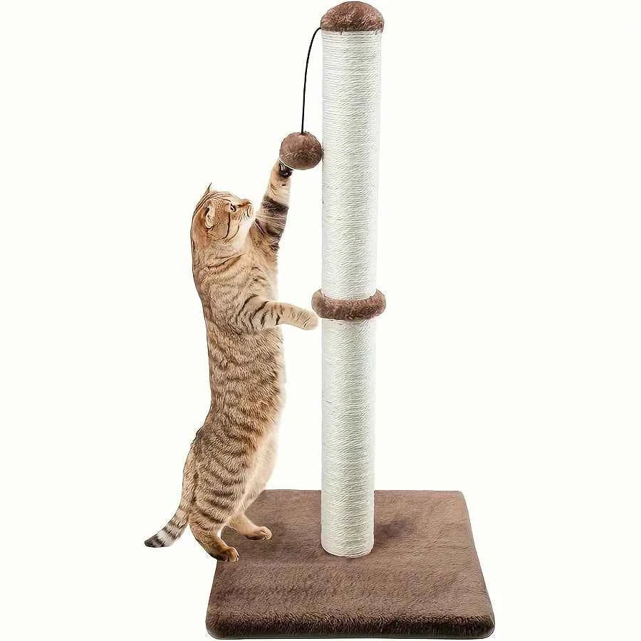 2-Tier Vertical Cat Scratching Post – Sisal Climbing Tree with Stable Modern Design Brown