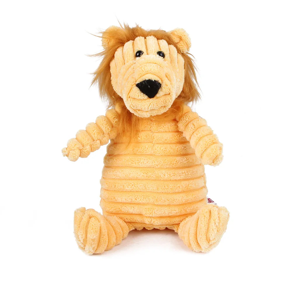 Dog Chew Toy Corduroy Plush Squeaky Molar Tooth Cleaner Training Toy for Large Dogs Monkey and Pig Designs Lion