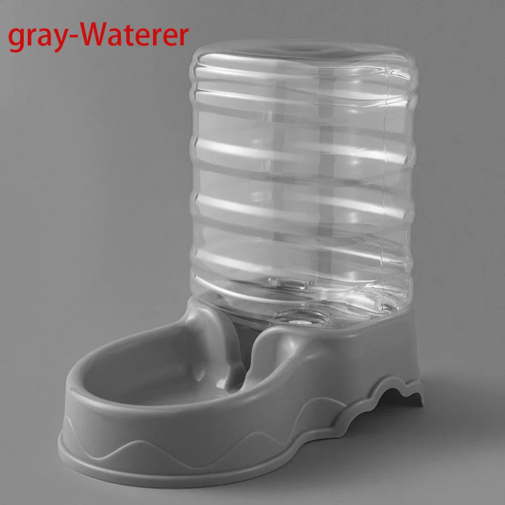 Gravity Pet Feeder and Water Dispenser for Cats and Small Dogs – Transparent PP Hopper, Pink, Blue, Gray gray-Waterer