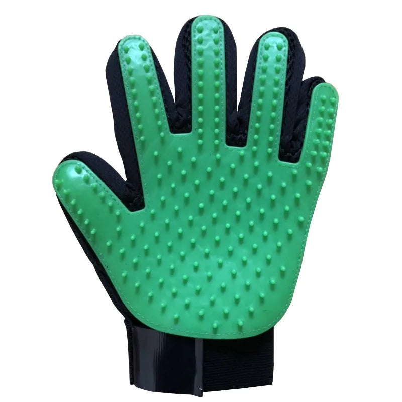 Multicolor Silicone Pet Grooming Gloves for Cats and Dogs – Reusable Hair Removal Mitt green left