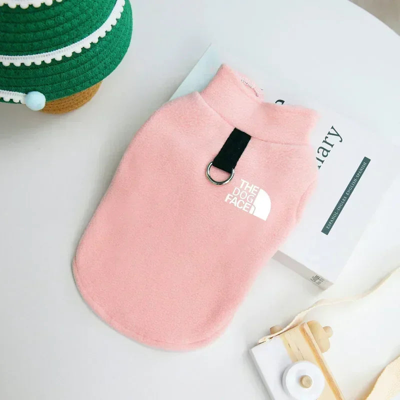 Fleece Warm Dog Sweater Vest — Autumn Winter Coat for Small Dogs (Chihuahua, French Bulldog, Yorkie) Pink