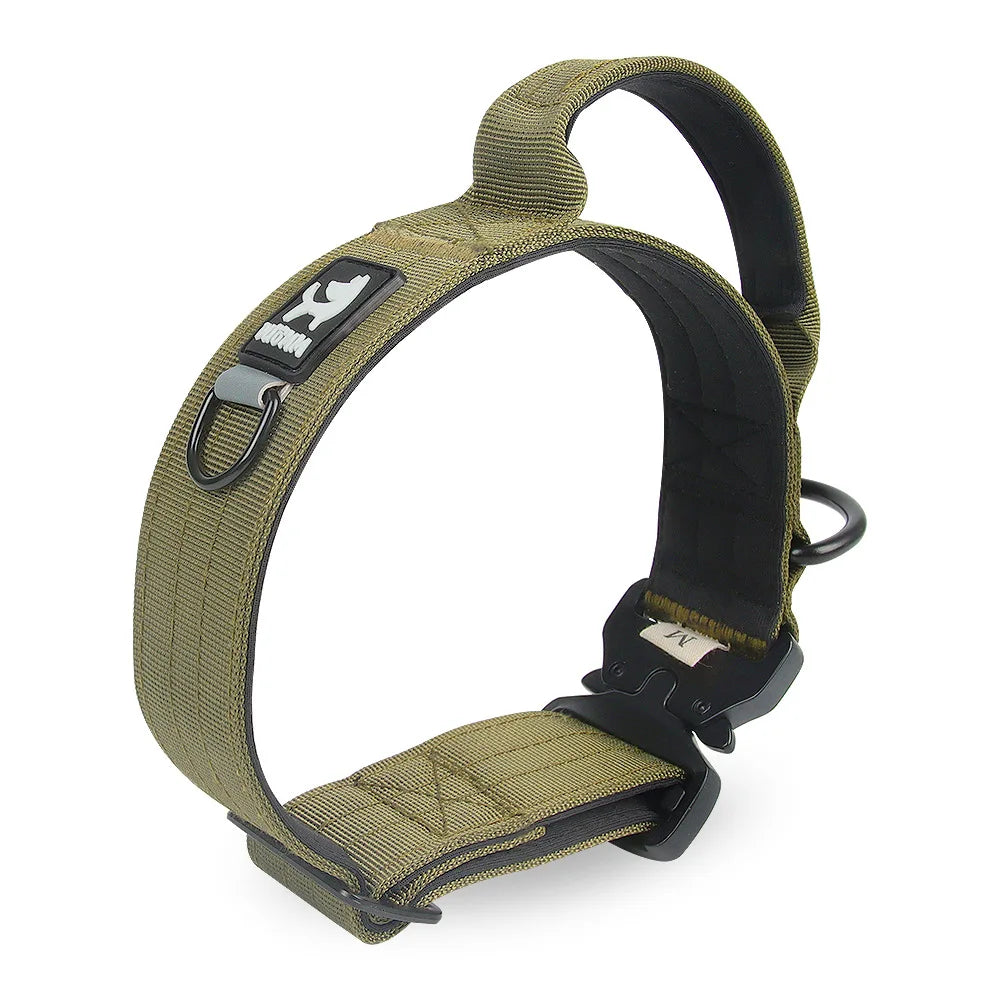 Tactical Police Dog Collar Military Adjustable Duarable German Shepard for Medium Large Walking Training Pet Accessories Khaki