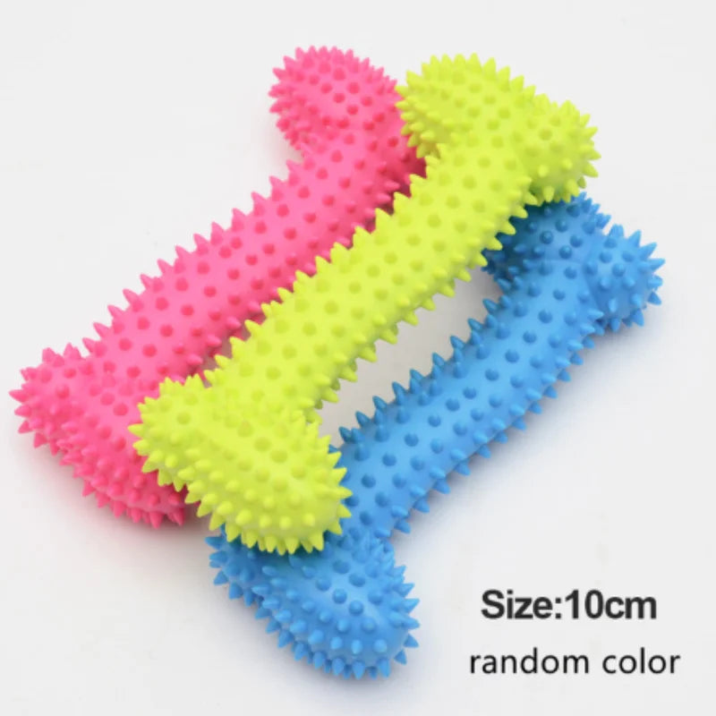 Durable Rubber Bone Chew Toy for Small Dogs - Bite-Resistant Teeth-Cleaning Training Toy 1PC Random Color E