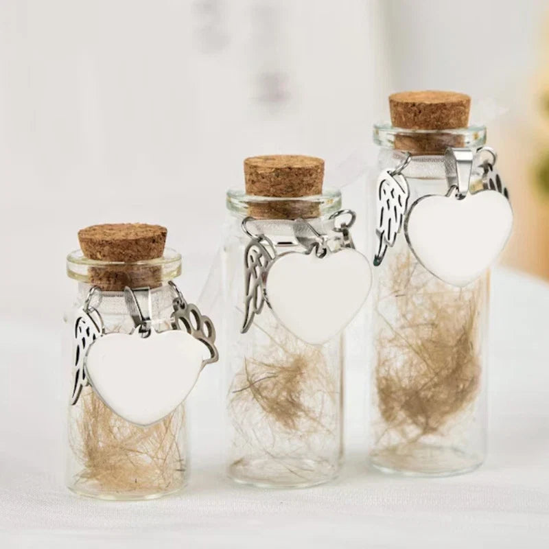 Pet Memorial Bottle for Pet Hair | Dog Cat Fur Keepsake with Silver Accessories